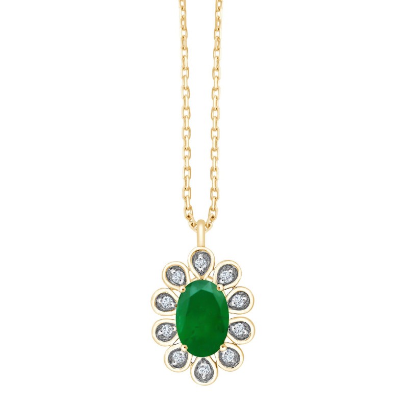 Collier Sybil emeraude et diamants