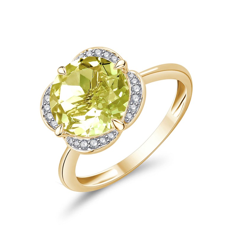 KALISTA LEMON QUARTZ AND DIAMOND RING