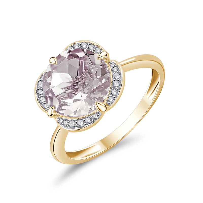 KALISTA ROSE QUARTZ AND DIAMOND RING