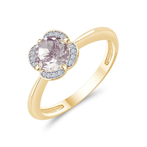 LITTLE KALISTA ROSE QUARTZ AND DIAMOND RING