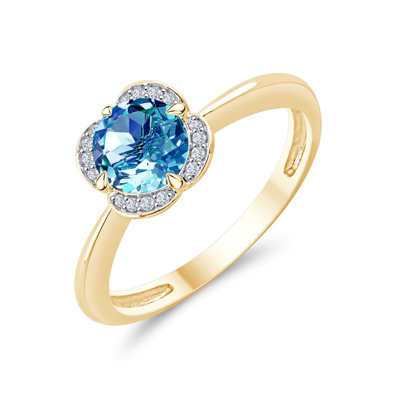 LITTLE KALISTA SWISS BLUE TOPAZ AND DIAMOND RING