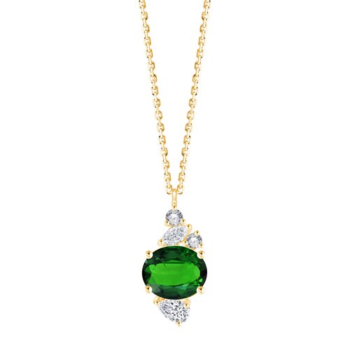 Prima oval 2 necklace - Emerald