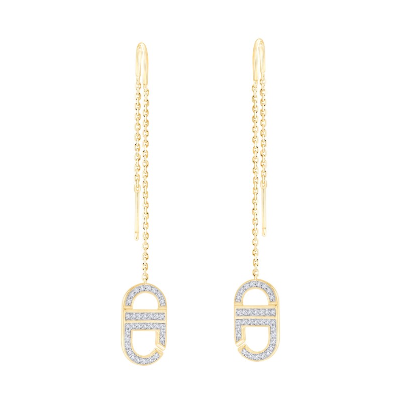 Boucles d'oreilles MD 32 longues pavé diamants