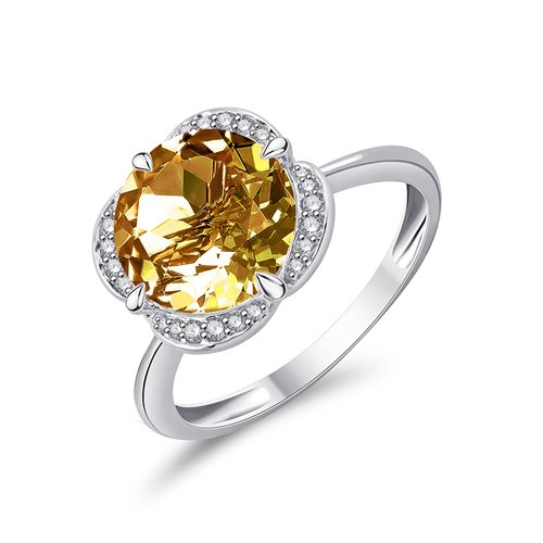 BAGUE KALISTA  QUARTZ CHAMPAGNE ET DIAMANT