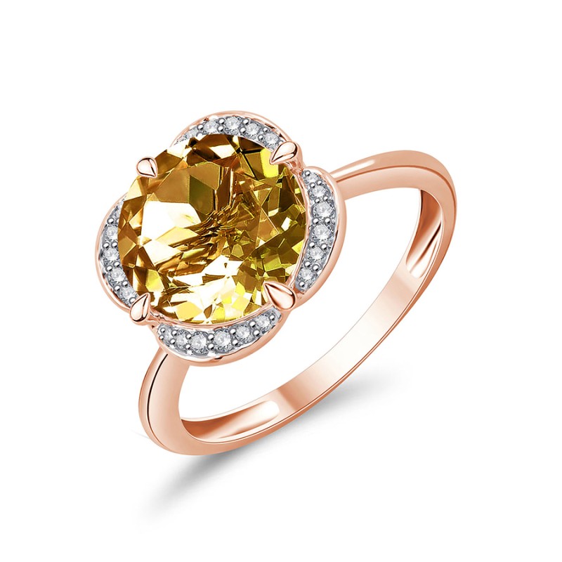KALISTA CHAMPAGNE QUARTZ AND DIAMOND RING