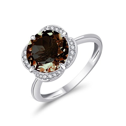 BAGUE KALISTA  QUARTZ FUMÉ ET DIAMANT