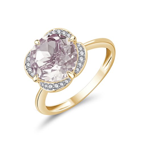 KALISTA ROSE QUARTZ AND DIAMOND RING