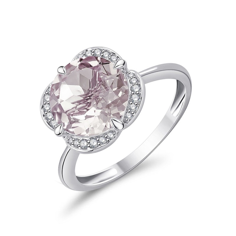 KALISTA ROSE QUARTZ AND DIAMOND RING