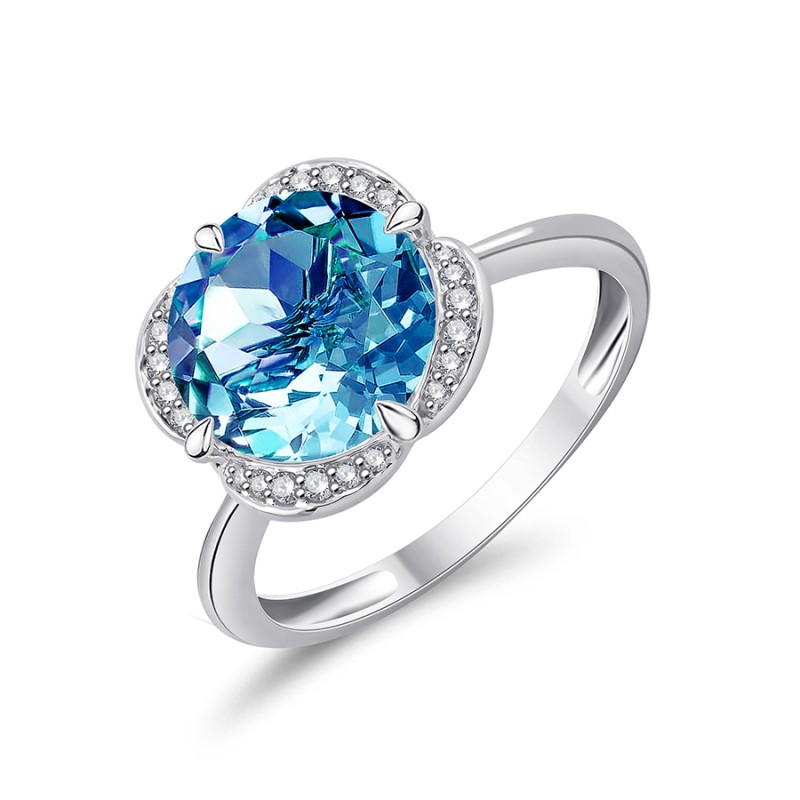 KALISTA SWISS BLUE TOPAZ AND DIAMOND RING