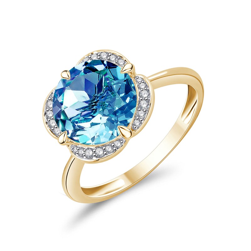 KALISTA SWISS BLUE TOPAZ AND DIAMOND RING