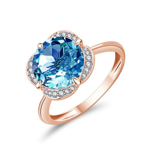 BAGUE KALISTA TOPAZE SWISS BLUE ET DIAMANT