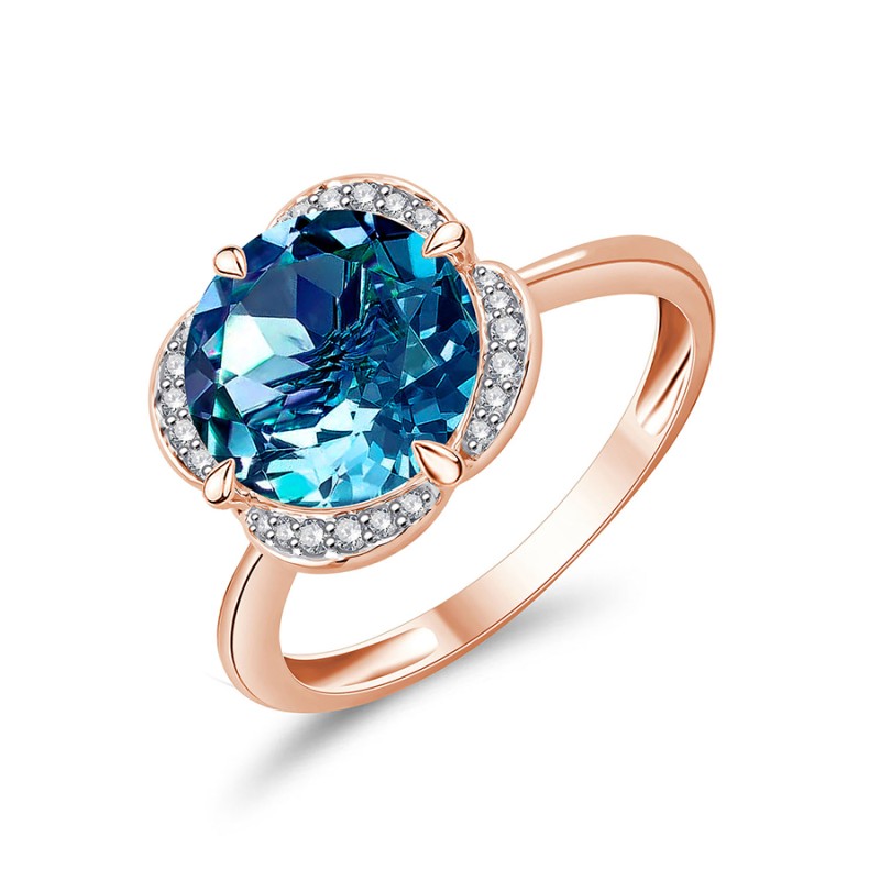 KALISTA LONDON BLUE TOPAZ AND DIAMOND RING