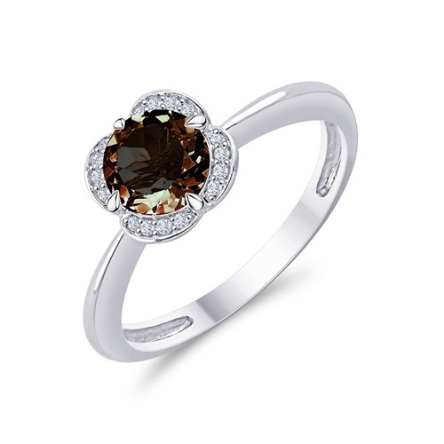 LITTLE KALISTA SMOKY QUARTZ AND DIAMOND RING