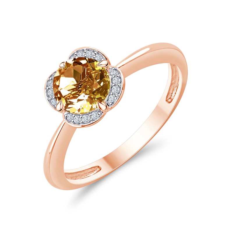LITTLE KALISTA CHAMPAGNE QUARTZ AND DIAMOND RING