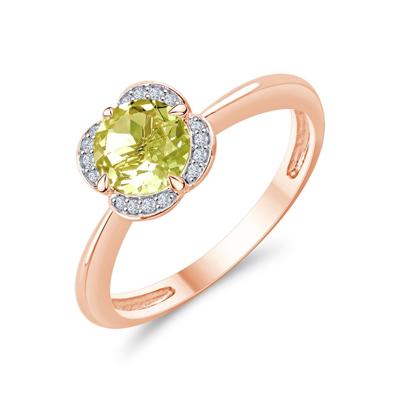 LITTLE KALISTA LEMON QUARTZ AND DIAMOND RING