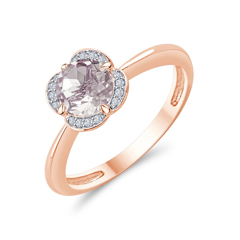 LITTLE KALISTA ROSE QUARTZ AND DIAMOND RING