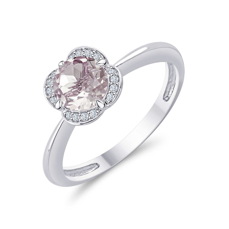 LITTLE KALISTA ROSE QUARTZ AND DIAMOND RING