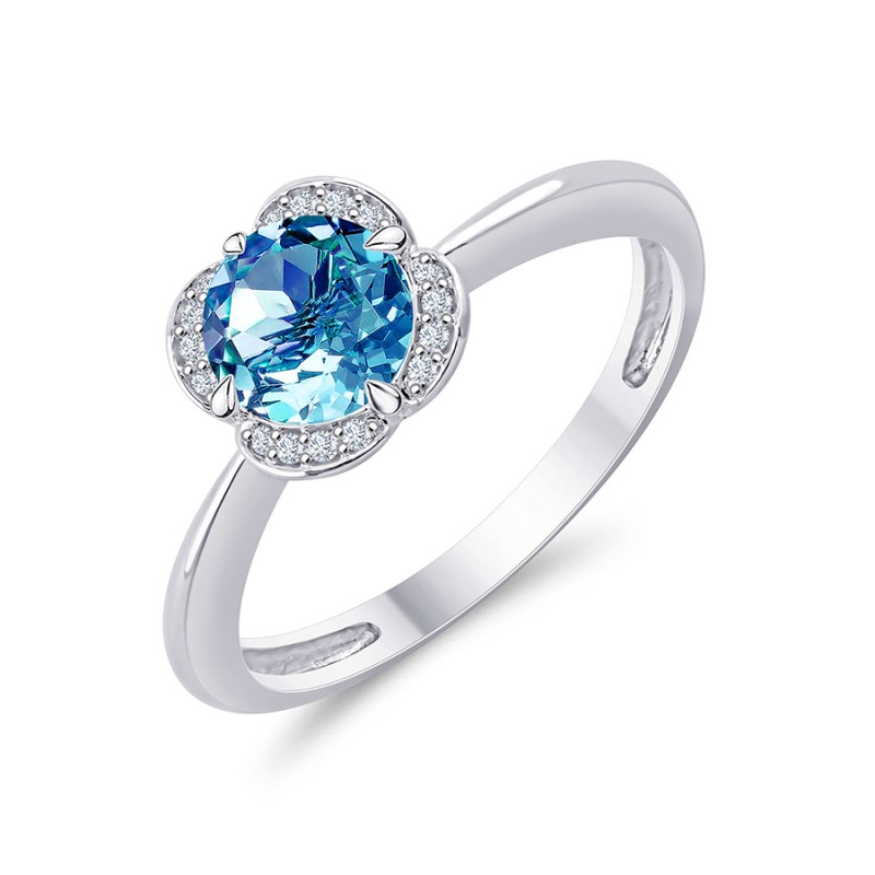 LITTLE KALISTA SWISS BLUE TOPAZ AND DIAMOND RING