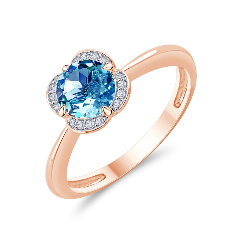 LITTLE KALISTA SWISS BLUE TOPAZ AND DIAMOND RING
