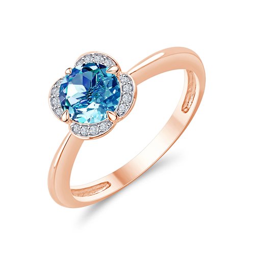 LITTLE KALISTA SWISS BLUE TOPAZ AND DIAMOND RING