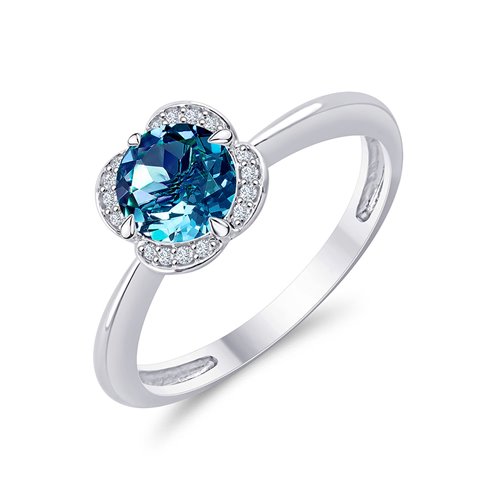 BAGUE LITTLE KALISTA TOPAZE BLUE LONDON ET DIAMANT