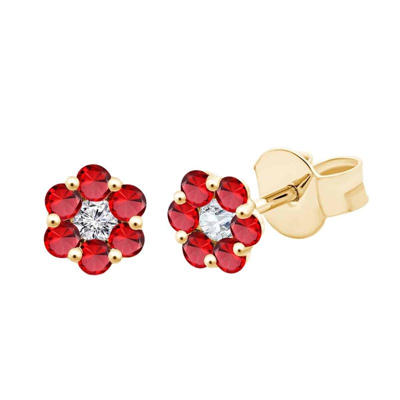 Boucles d'oreilles rubis et diamant en or 18 carats
