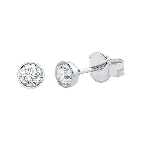 Boucles d'oreilles serti clos diamant en or 18 carats