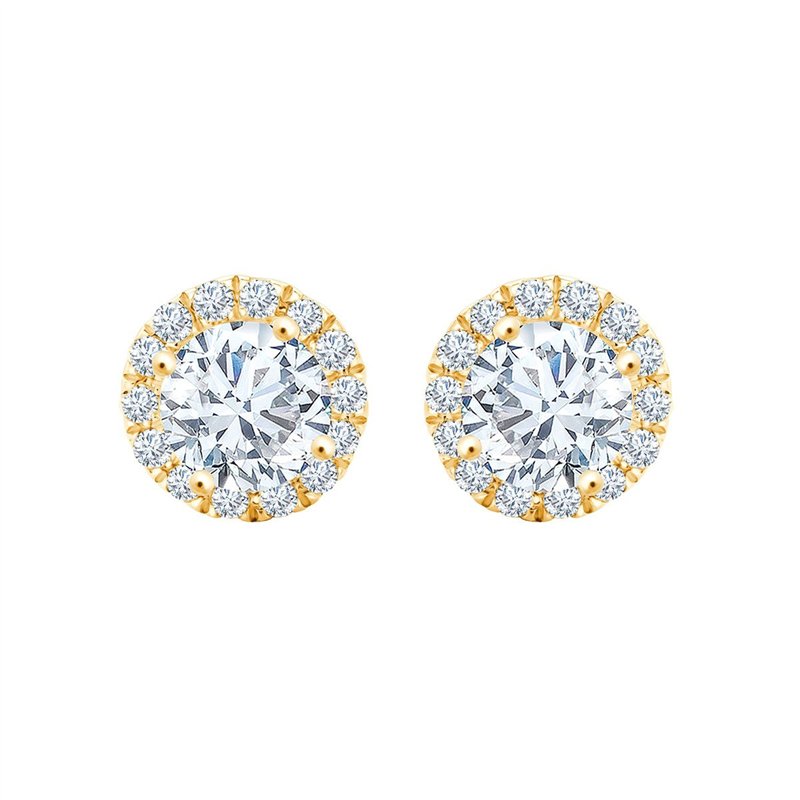 Boucles d'oreilles serti clos diamant en or 18 carats