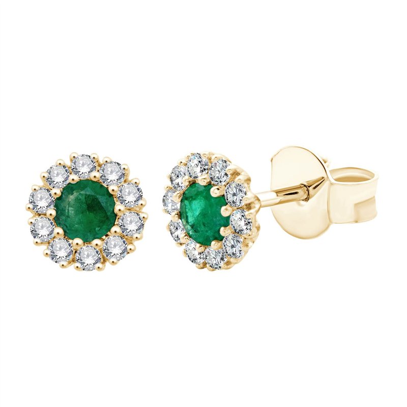 Boucles d'oreilles émeraude et diamant en or 18 carats