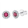 Boucles d'oreilles serti clos rubis et diamant en or 18 carats