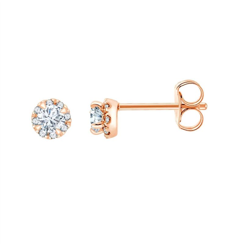 Boucles d'oreilles serti clos diamant en or 18 carats
