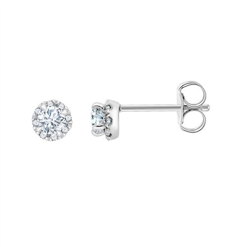 Boucles d'oreilles serti clos diamant en or 18 carats