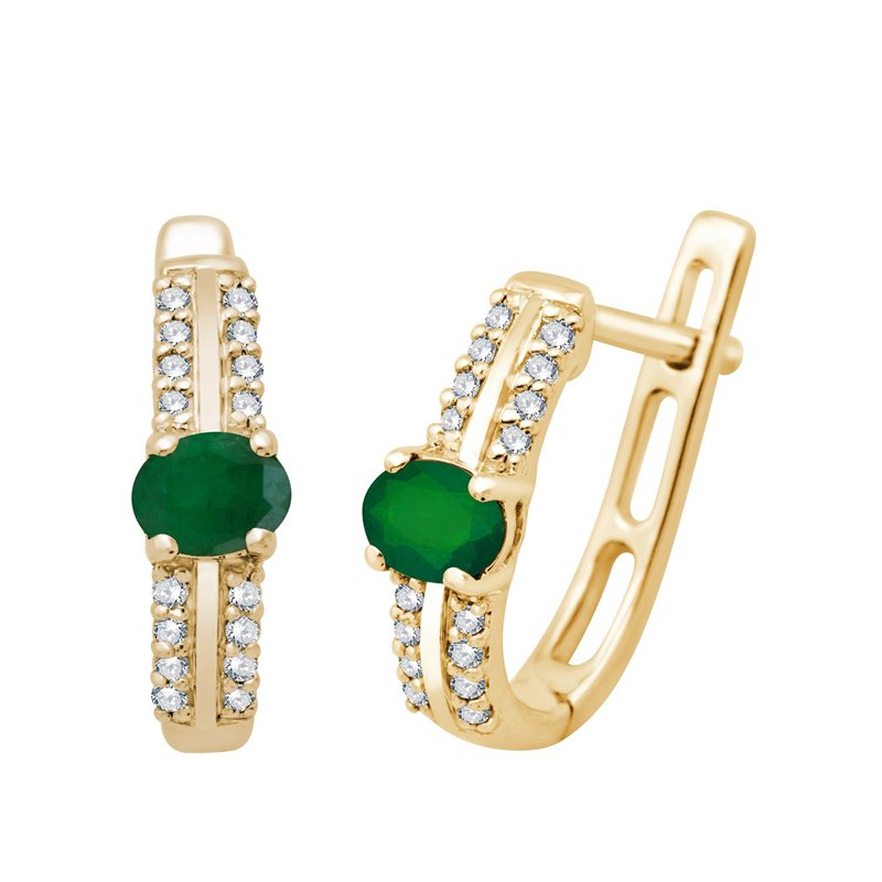 Boucles d'oreilles émeraude et diamant en or 18 carats