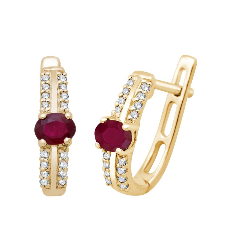 Boucles d'oreilles rubis et diamant en or 18 carats