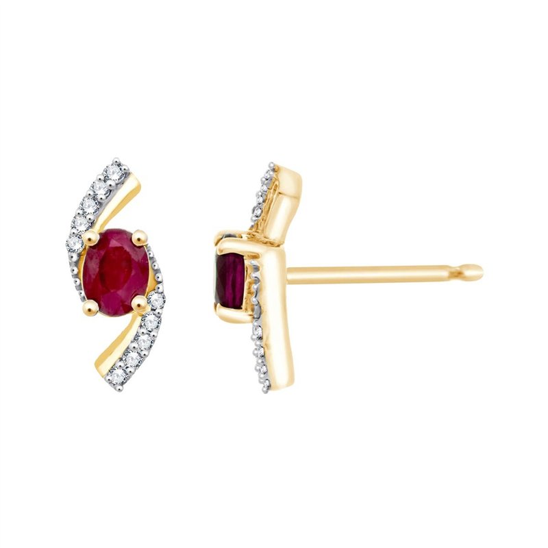 Boucles d'oreilles rubis et diamant en or 18 carats