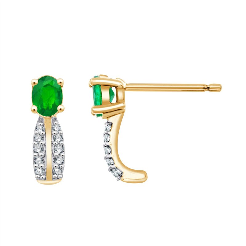 Boucles d'oreilles émeraude et diamant en or 18 carats