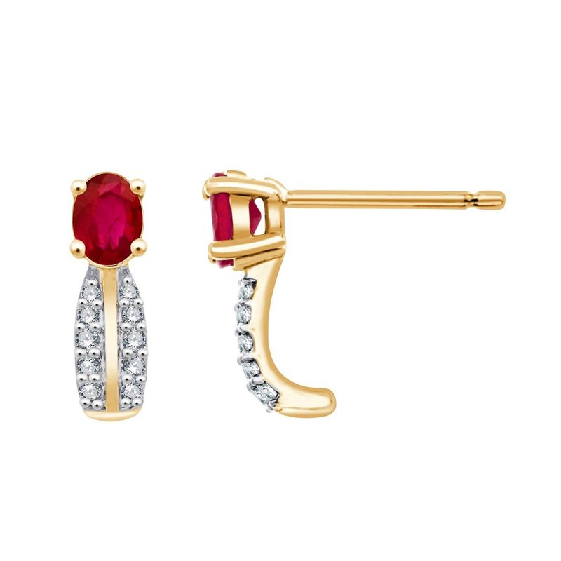Boucles d'oreilles rubis et diamant en or 18 carats