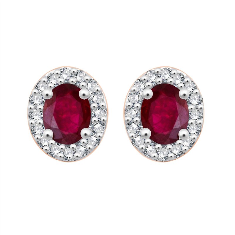 Boucles d'oreilles rubis et diamant en or 18 carats