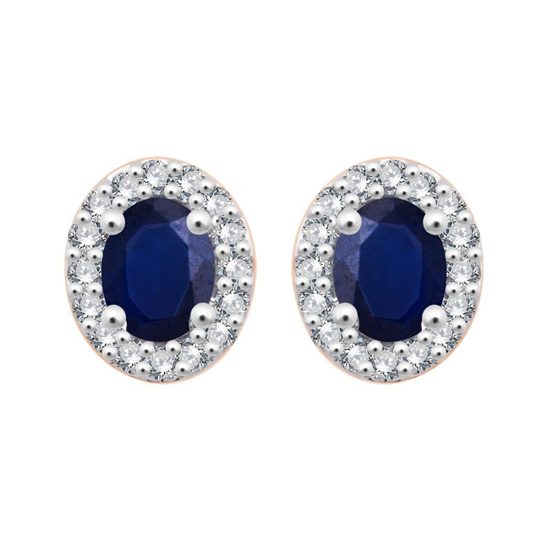 Boucles d'oreilles saphir et diamant en or 18 carats