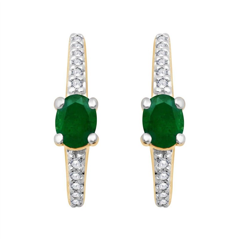 Boucles d'oreilles émeraude et diamant en or 18 carats