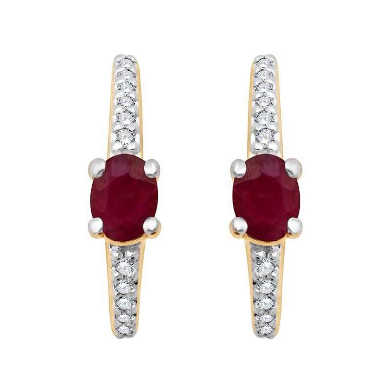 Boucles d'oreilles rubis et diamant en or 18 carats