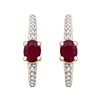 Boucles d'oreilles rubis et diamant en or 18 carats