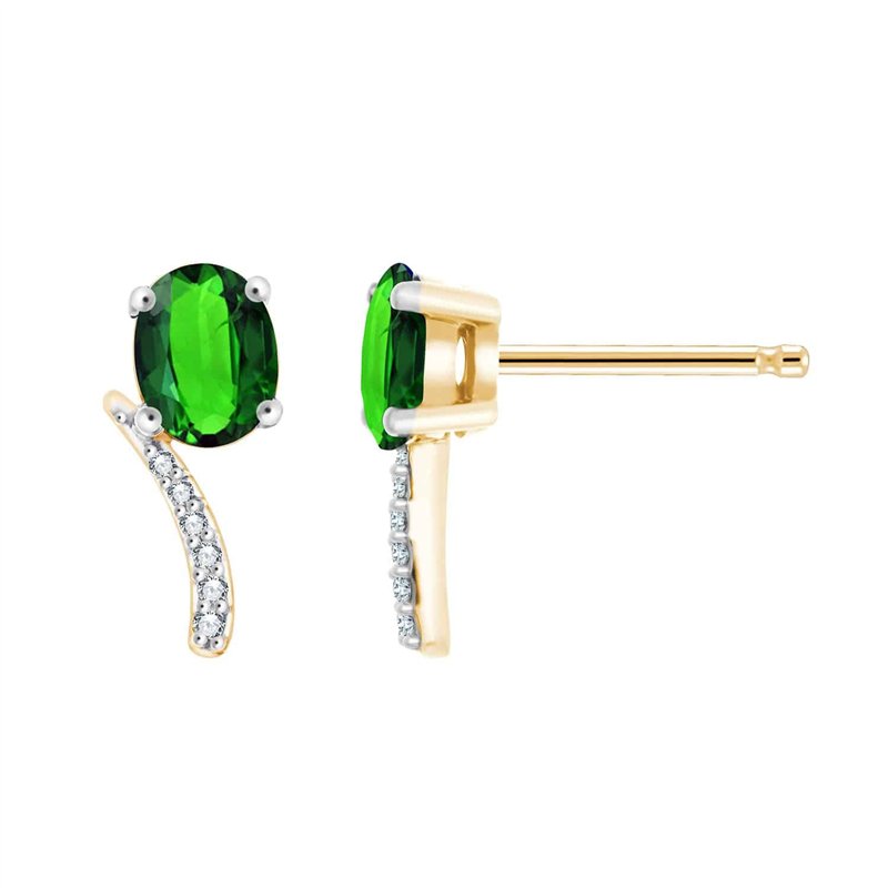 Boucles d'oreilles émeraude et diamant en or 18 carats