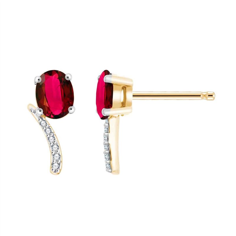 Boucles d'oreilles rubis et diamant en or 18 carats