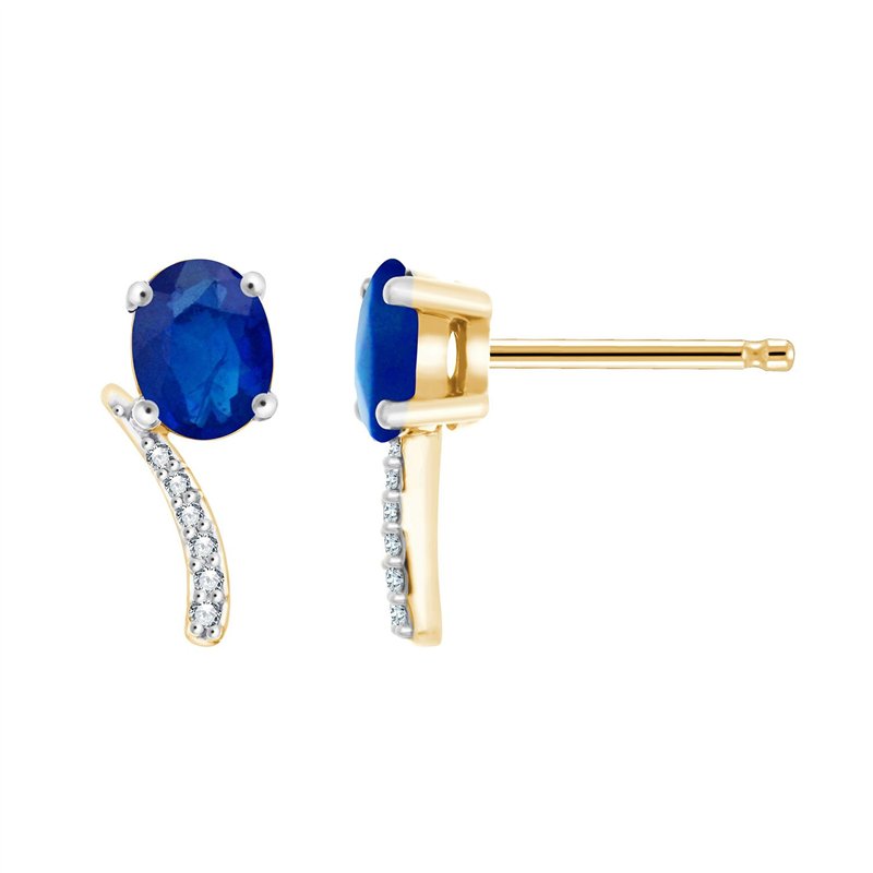 Boucles d'oreilles saphir et diamant en or 18 carats