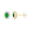 Boucles d'oreilles serti clos émeraude et diamant en or 18 carats