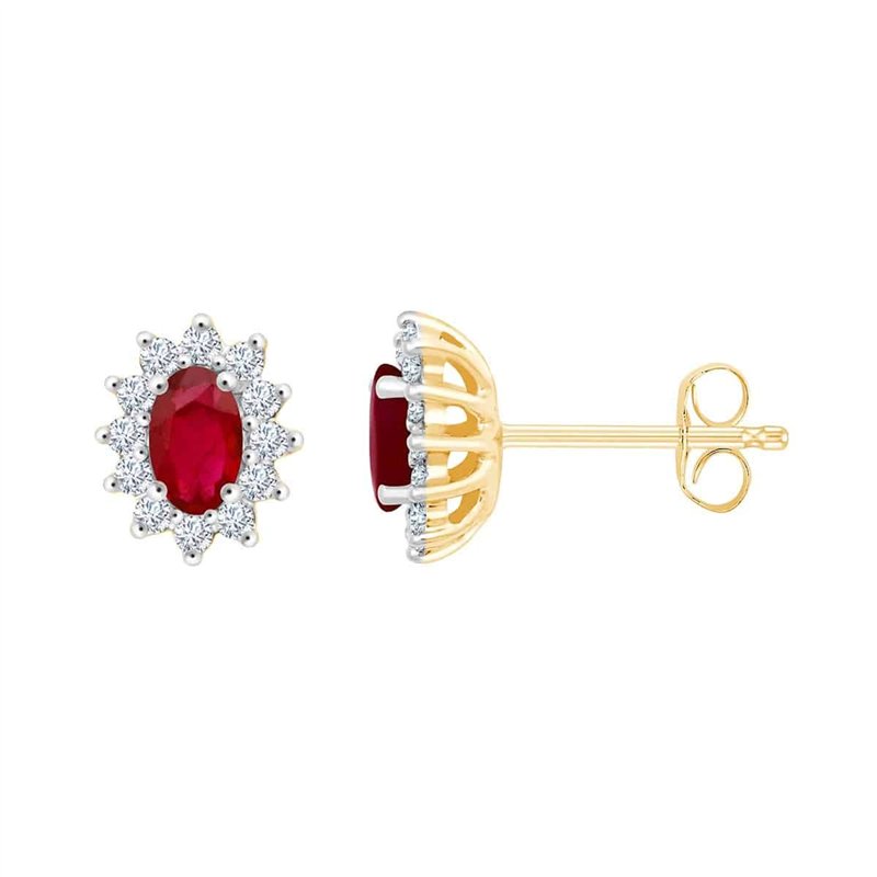 Boucles d'oreilles rubis et diamant en or 18 carats