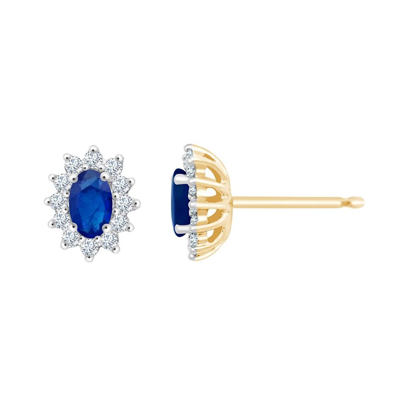 Boucles d'oreilles saphir et diamant en or 18 carats