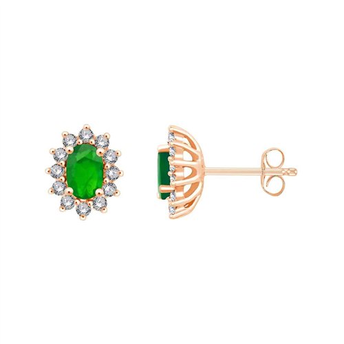 Boucles d'oreilles toi et moi émeraude et diamant en or 18 carats