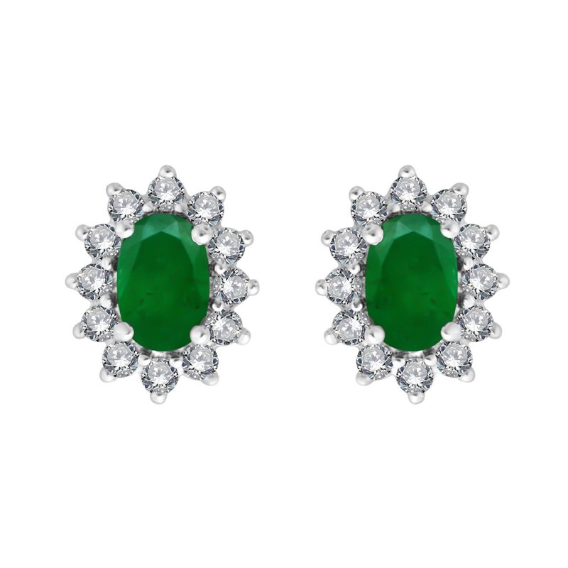 Boucles d'oreilles toi et moi émeraude et diamant en or 18 carats